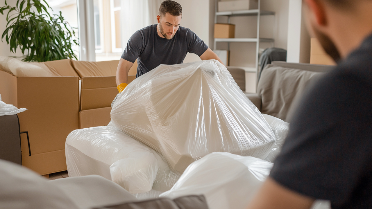 2 local Berkeley moving guys preparing stuff for moving
